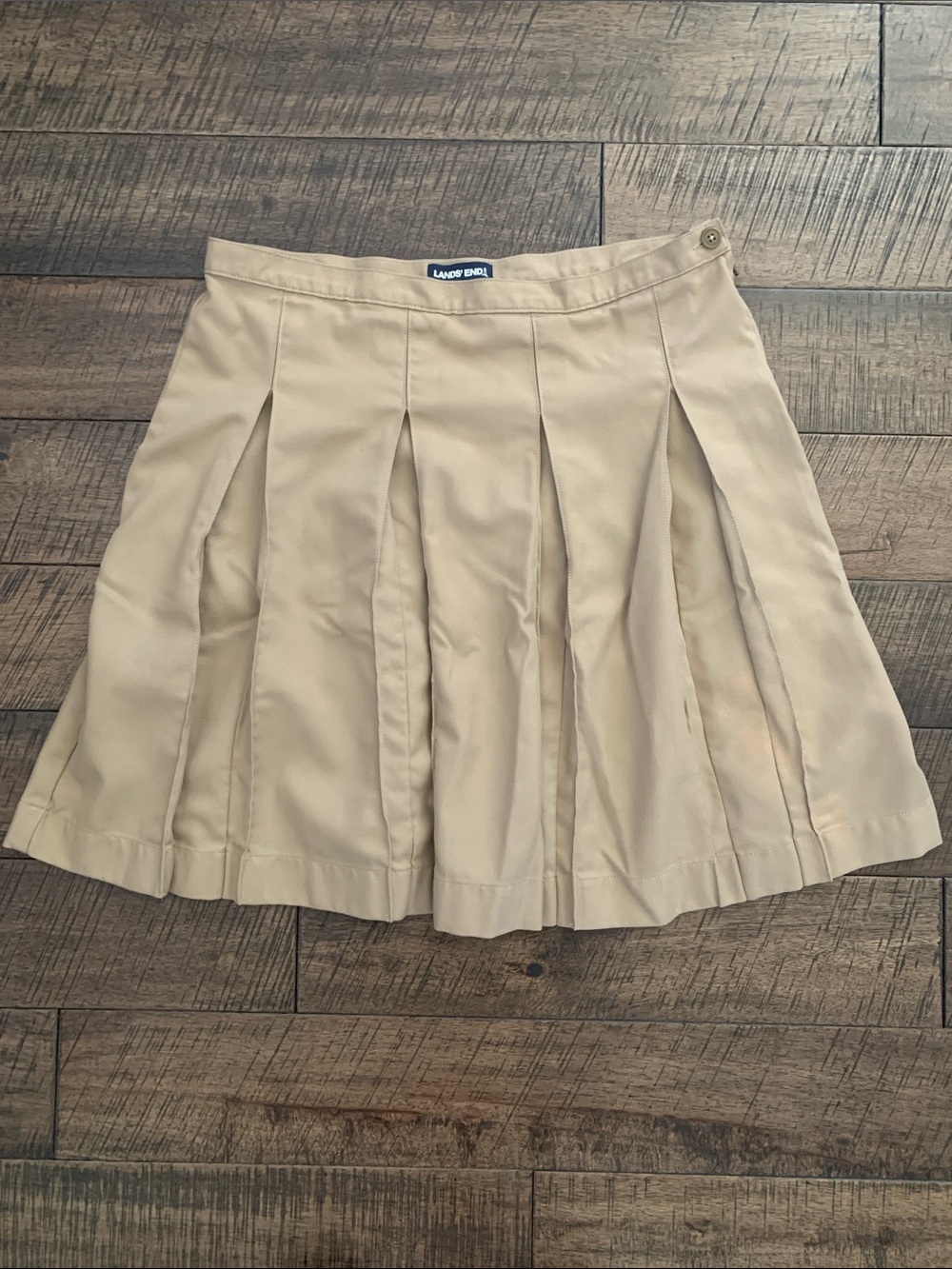 Lands' End Tan Pleated Circle Skirt